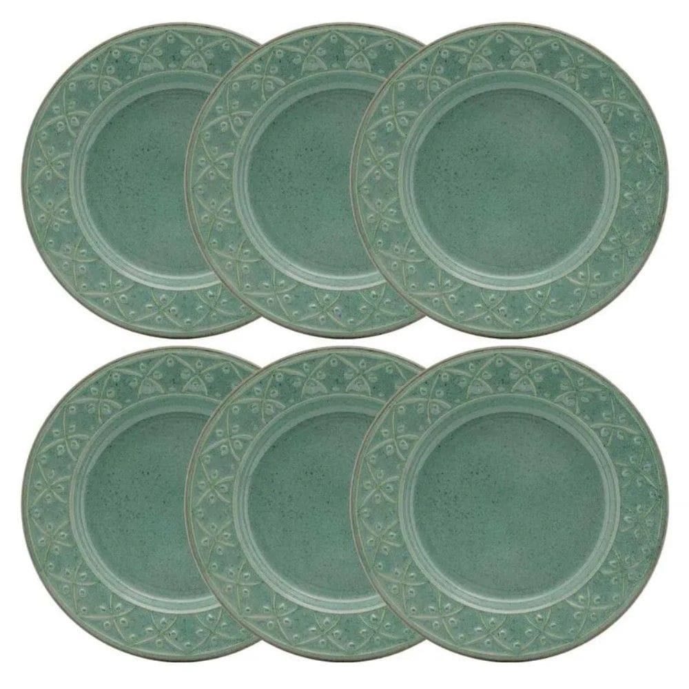 Conjunto de Pratos Rasos 06 Peças Mendi Malaquita Oxford