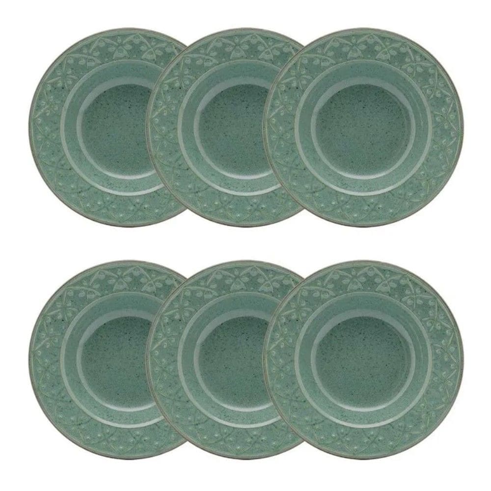Conjunto de Pratos Fundos 06 Peças Mendi Malaquita Oxford