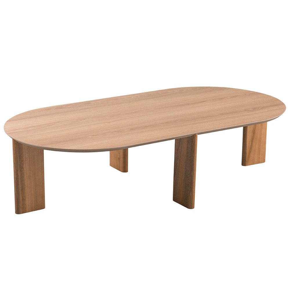 Mesa de Centro Para Sala de Estar Oval Pés Madeira Bulat A03 Hanover Roble - Lyam Decor
