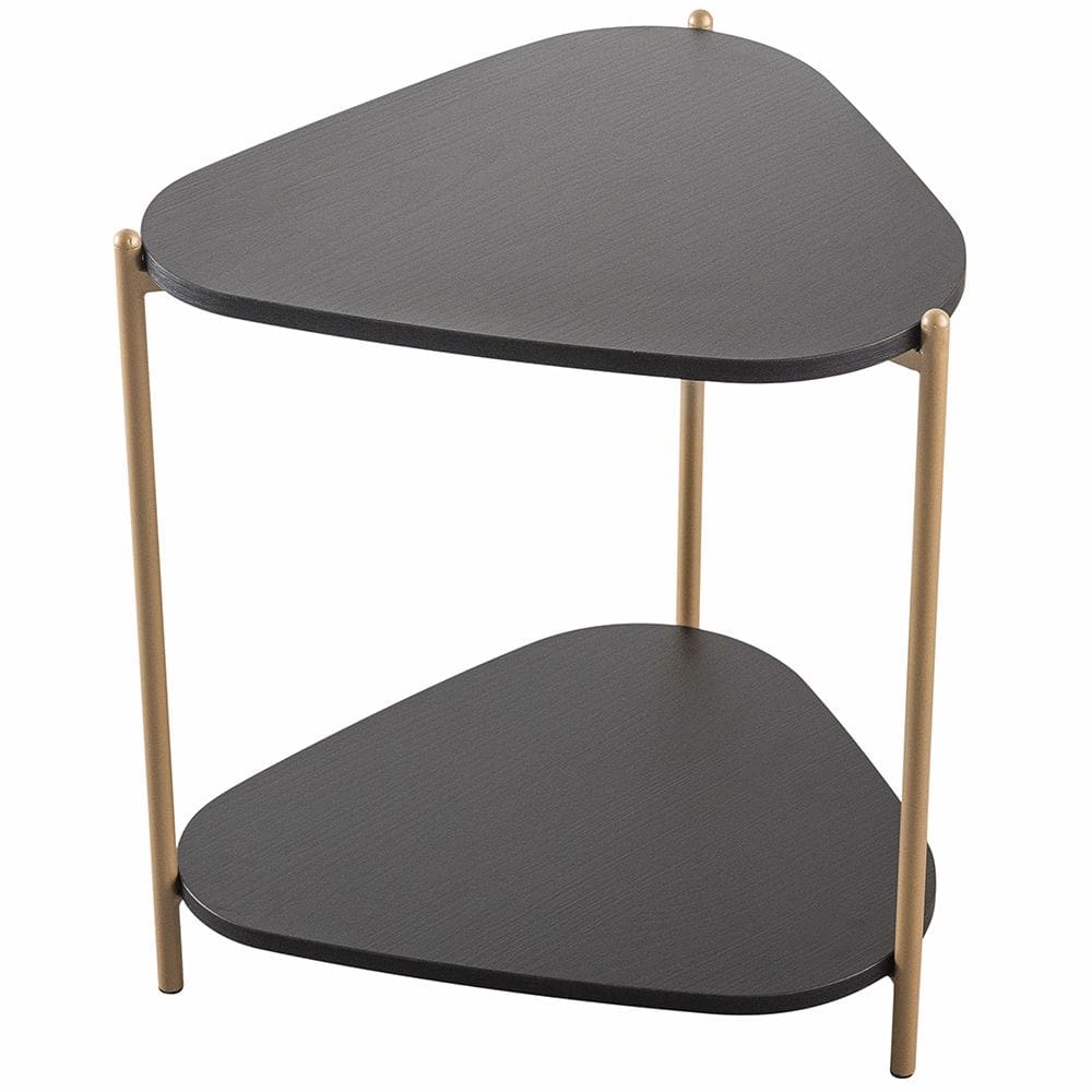 Mesa Lateral Para Sala de Estar Pés Metálicos Adek A03 Nero Dourado - Lyam Decor