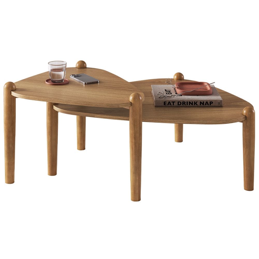 Kit 02 Mesas de Centro Para Sala de Estar Pés Madeira Trium A03 Hanover Roble - Lyam Decor