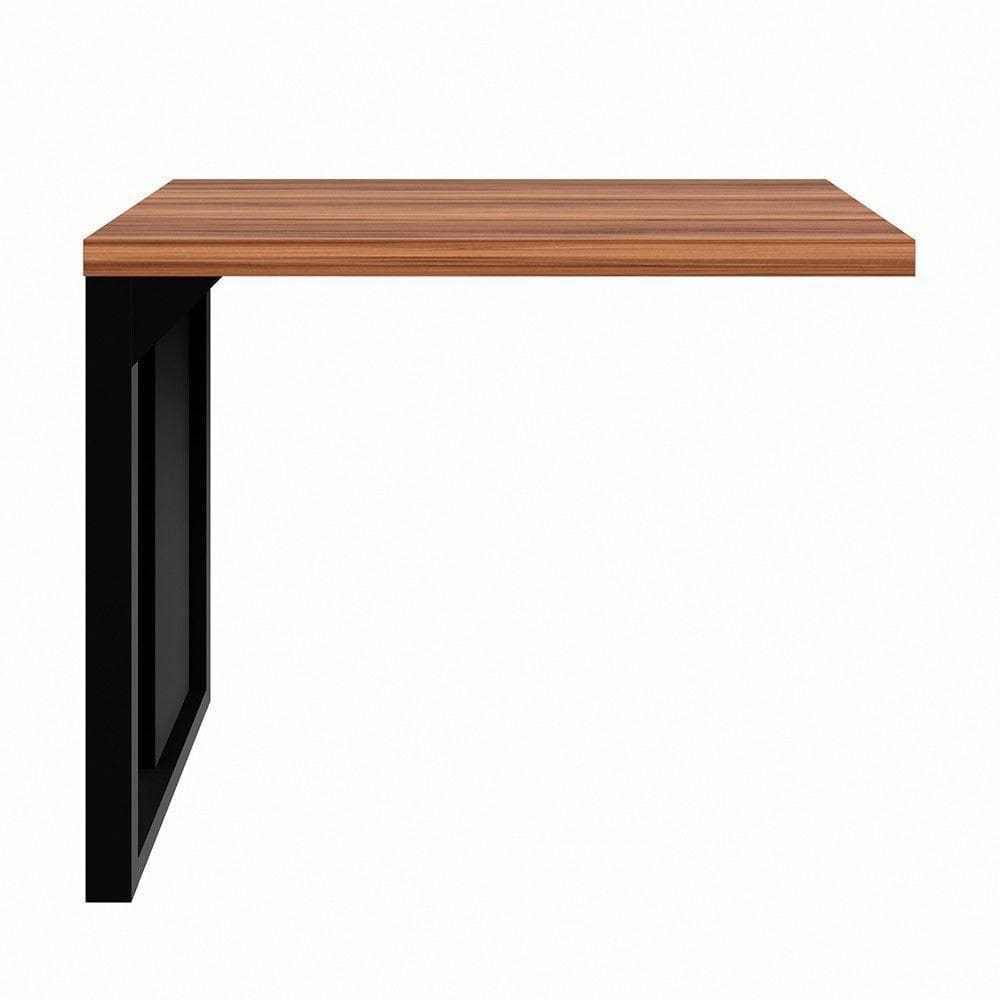 Mesa Escrivaninha Office 90cm Auxiliar Direita-esquerda Nogal-preto