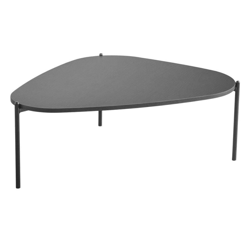 Mesa De Centro Orgânica Artesano 77 Cm (largura) Em Mdp Nero (preto) E Pés Em Aço Preto
