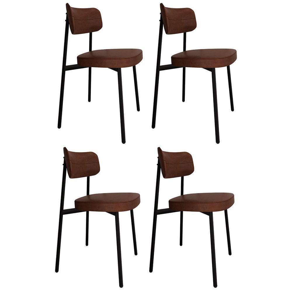Cadeira De Jantar Estofada Kit 4 Ella M25 Sintético Whisky - Mpozenato
