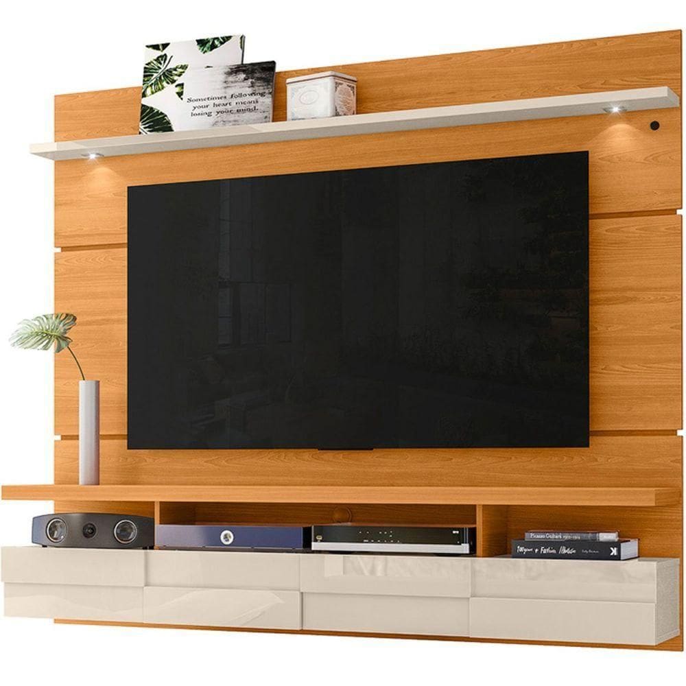 Painel Suspenso Para Tv 60 Polegadas Com 2 Portas Alana 1.8 Cinamomo/off White