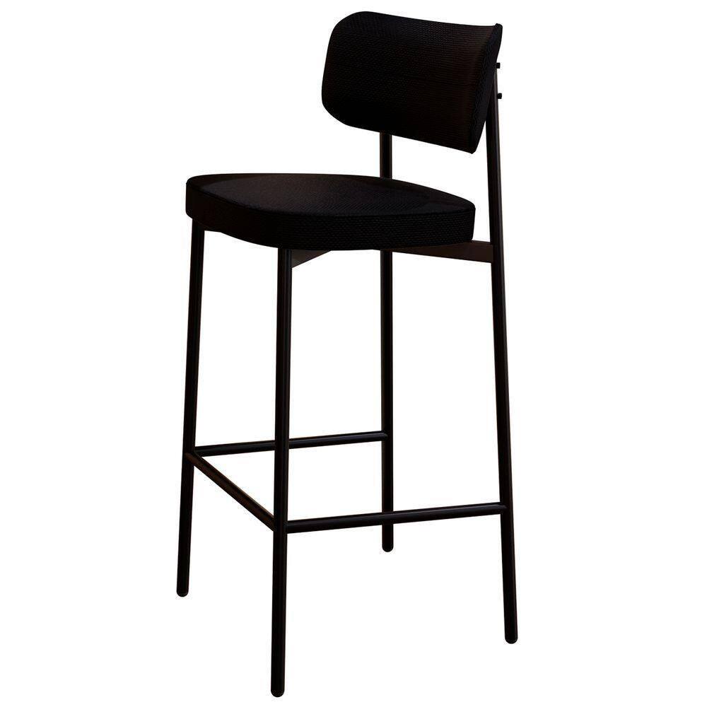 Banqueta Alta Bar Estofada Ella M25 Linho Preto - Mpozenato