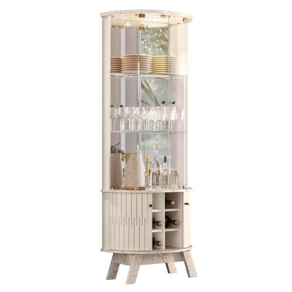 Cristaleira Para Sala De Jantar 67x180cm Melina Z10 Calacata/off White - Mpozenato
