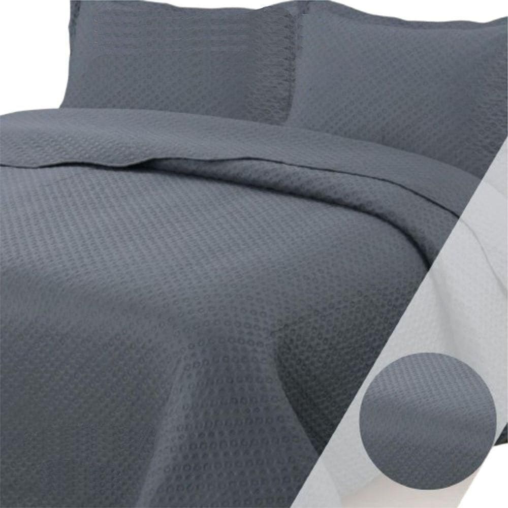 Colcha King Bouti Dupla Face 03 Peças Cinza 100% Poliéster
