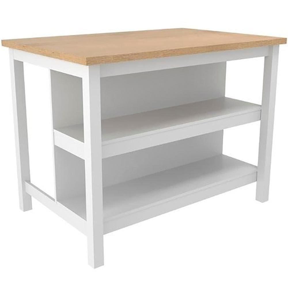 Bancada Ilha Cozinha 2 Prateleiras 120x80 Cm Cd1019 Branco Dtall