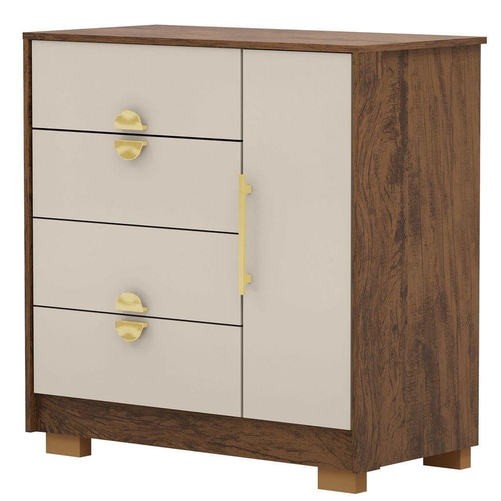 Cômoda Sapateira 4 Gavetas Clarabella Imbuia Fendi