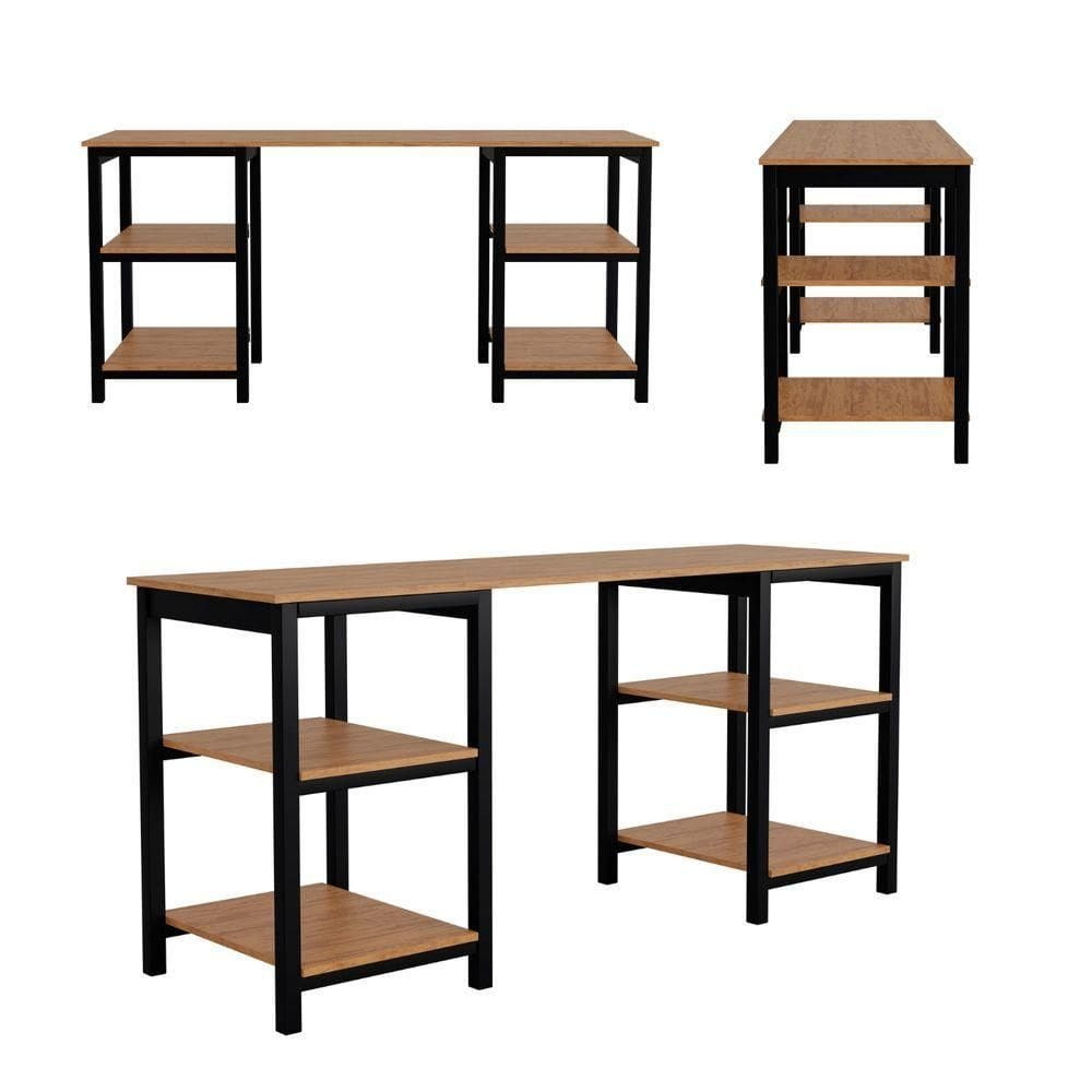 Mesa Escrivaninha Home Office Escritório Metal Canela Rustic