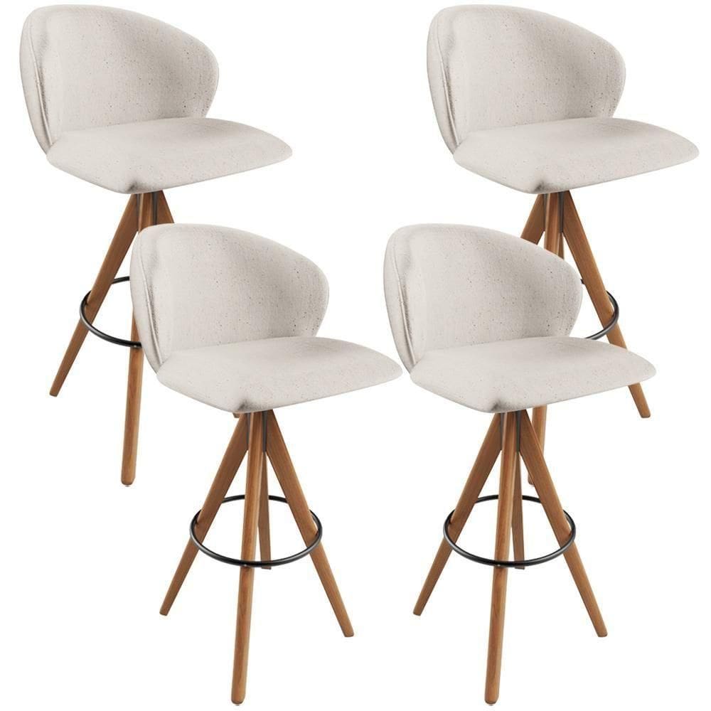 Kit 04 Banquetas Alta Bar Cozinha Sala De Jantar Bar Mia L02 Linho Cru - Lyam Decor