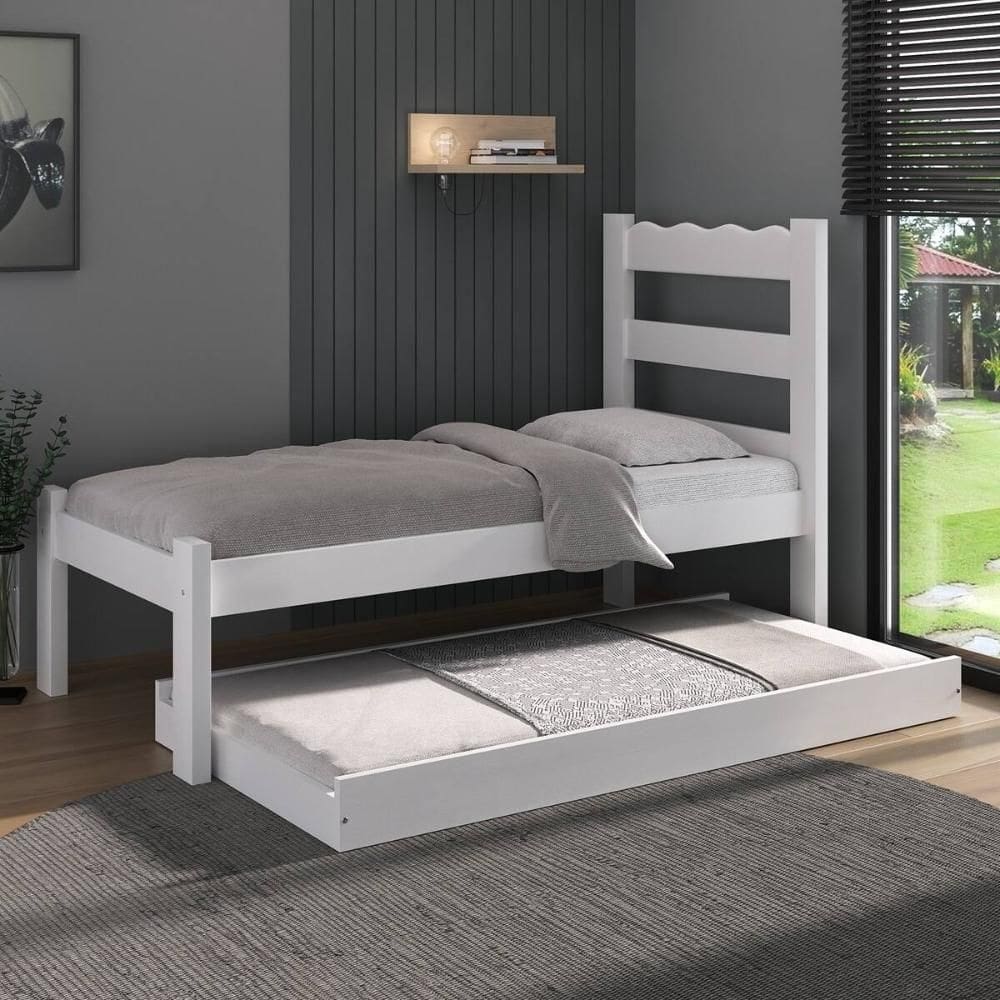 Bicama De Madeira Maciça Para Colchão 78/88x188cm Multimóveis Cr35257 Branco