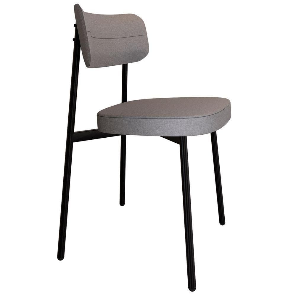 Cadeira De Jantar Estofada Fixa Ella M25 Linho Cinza Cl - Mpozenato