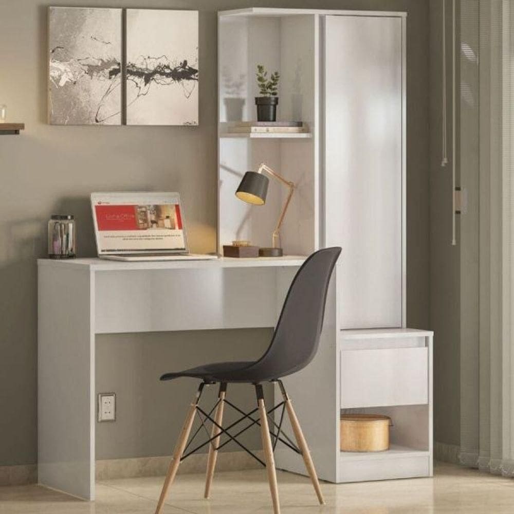 Escrivaninha Com Armário Office Branco Demóbile