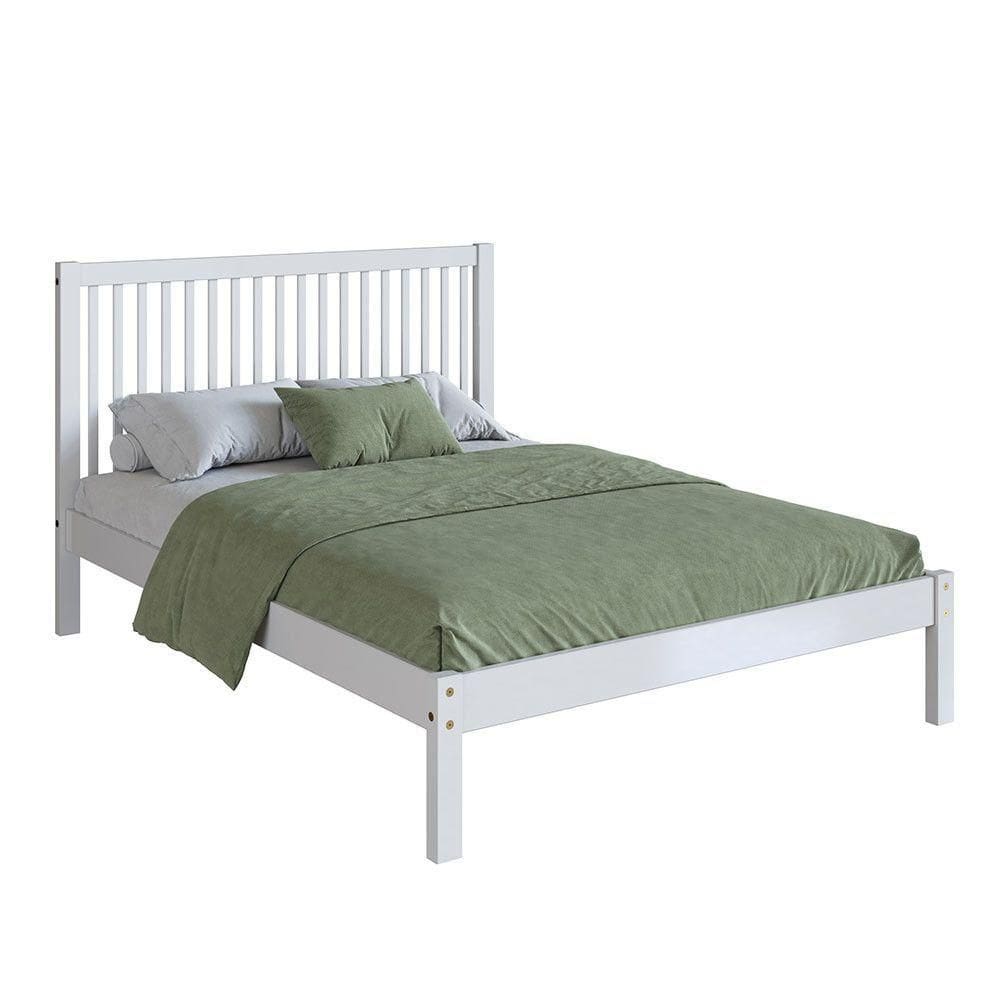 Cama De Casal Lucy De Madeira Maciça Com Lastro Branco
