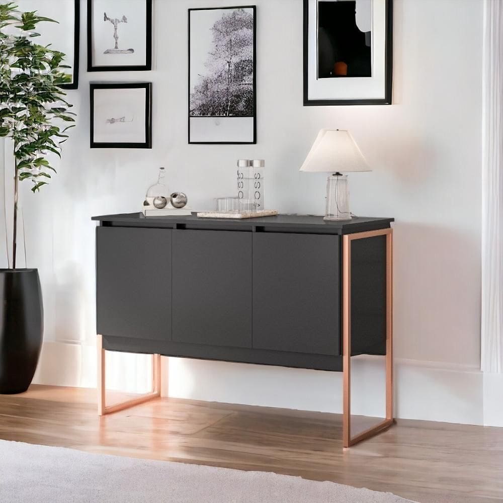 Buffet 3 Portas Sala De Estar Berlim Preto Cobre