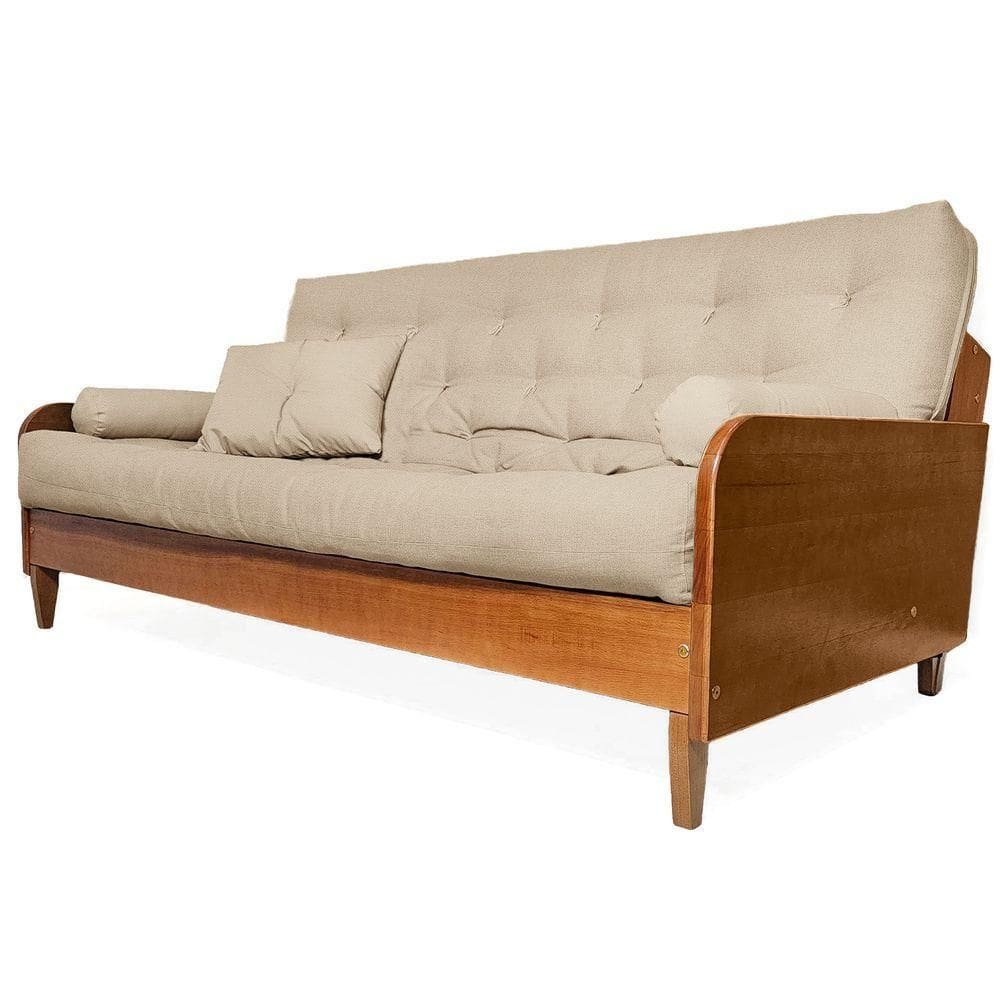 Sofá Cama Paris Ii Sarja Em Madeira Maciça Cor Natural - Bege Claro