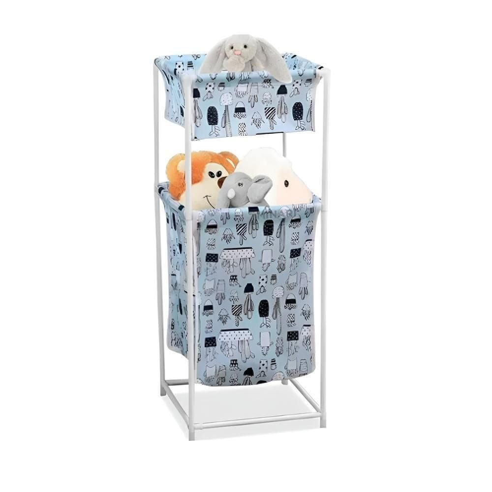 Cesto De Roupa Duplo 2 Andares Organizador Multiuso Para Banheiro Quarto Lavanderia E Brinquedos
