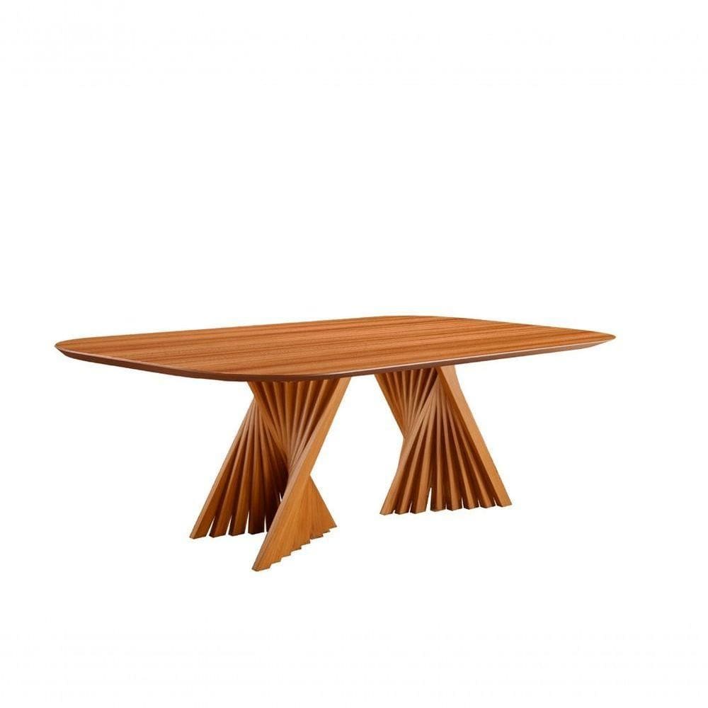 Mesa De Jantar Madeira Maciça Com Base Torcida 2,0x1,0m Diamante