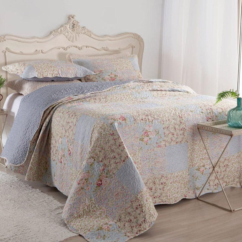 Kit Cobre Leito Colcha Casal Boutex Dupla Face Berlim 100% Poliéster
