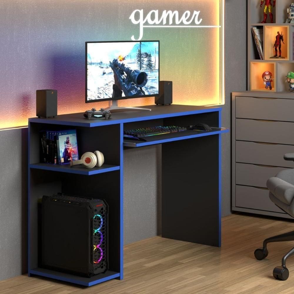 Escrivaninha Gamer Antáres Azul para Conforto e Performance