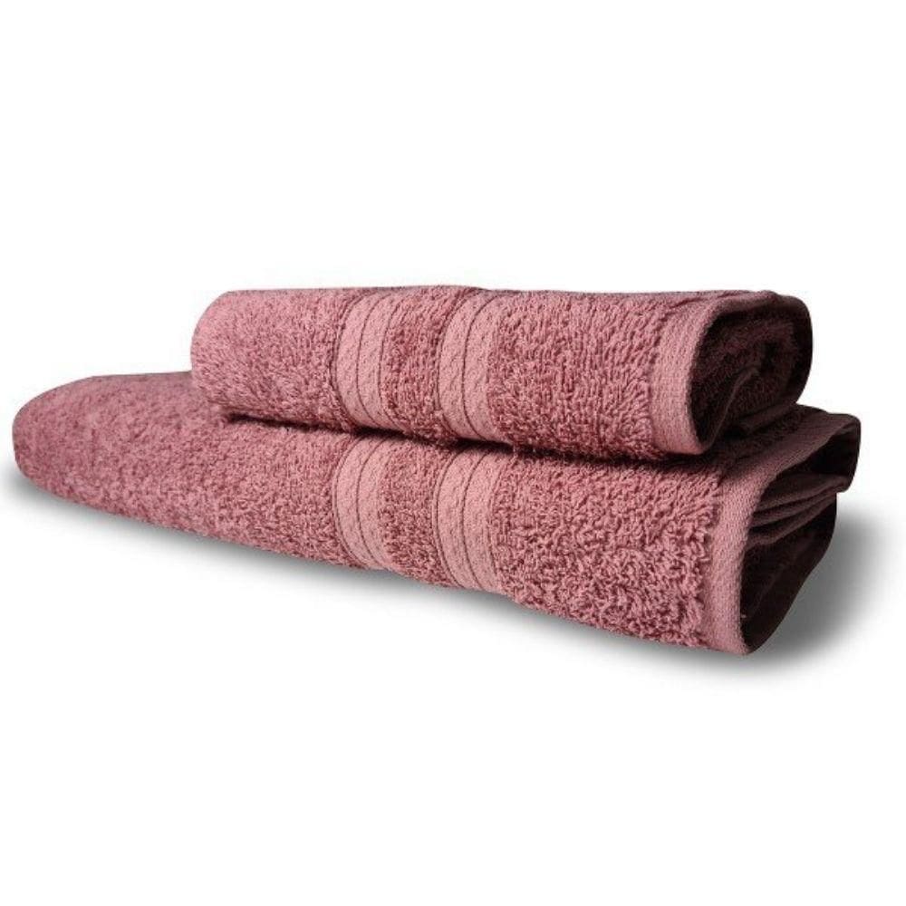 Kit 2 Toalhas Itália Soft 1 Banho 1 Rosto Grossa 100% Algodão 430g-m² Rosê