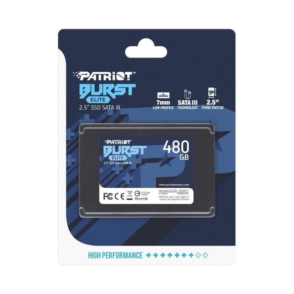 Ssd 480 Gb Patriot Burst Elite, Sata Iii, Leitura 450mb-s E Gravação 320mb-s - Pbe480gs25ssdr