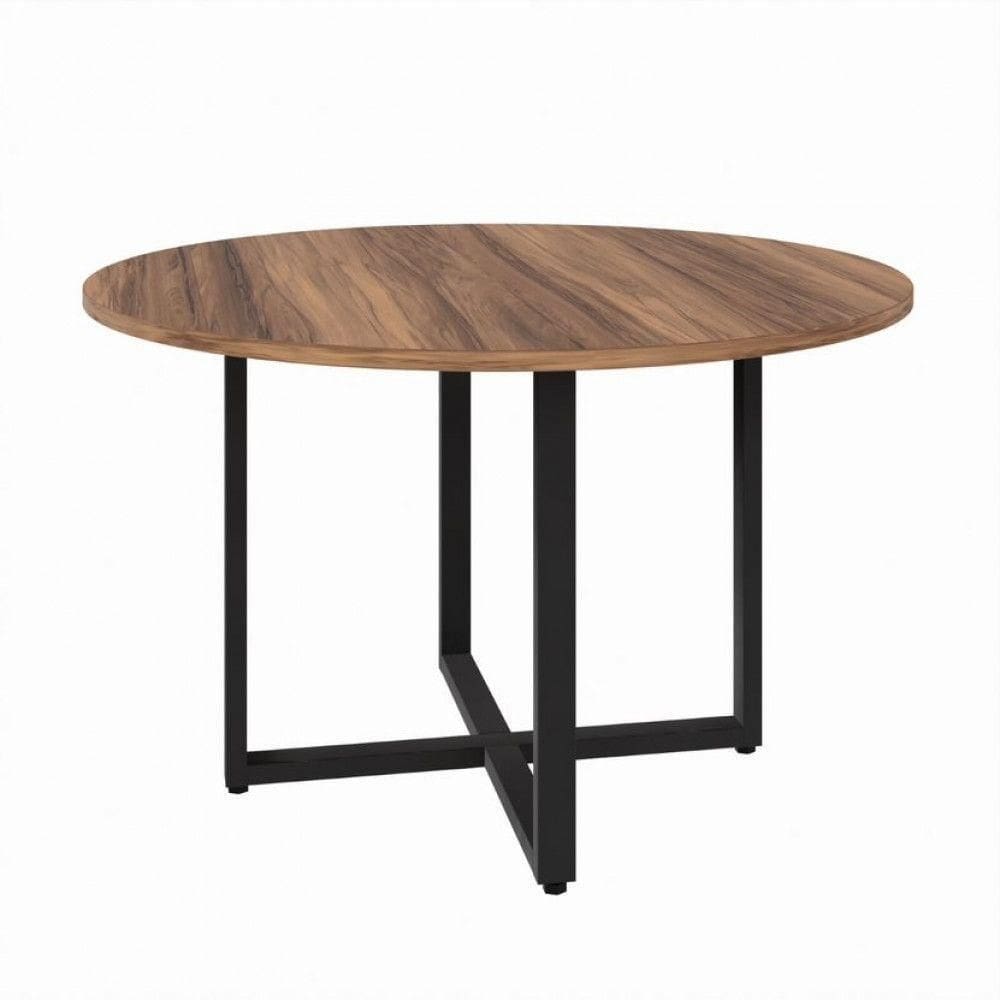 Mesa Circular Office 120cm Pé Quadro Web Office Nogal-preto