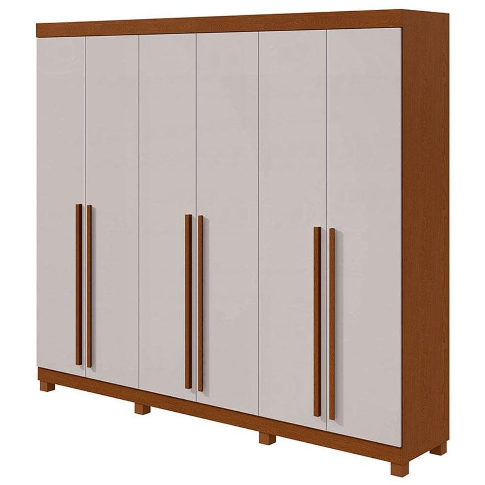 Guarda Roupa Casal Bertha 6 Portas 2 Gavetas Frassino Off White com Pés - Lopas
