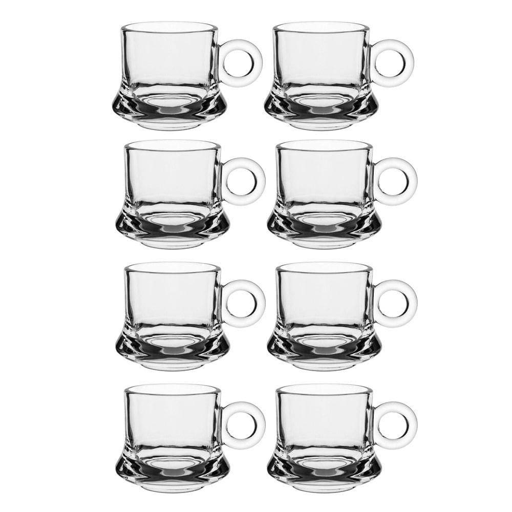 Jogo 8 XícarasDe Café Caneca Vidro Robusta Lisa 85ml Em Casa Tem
