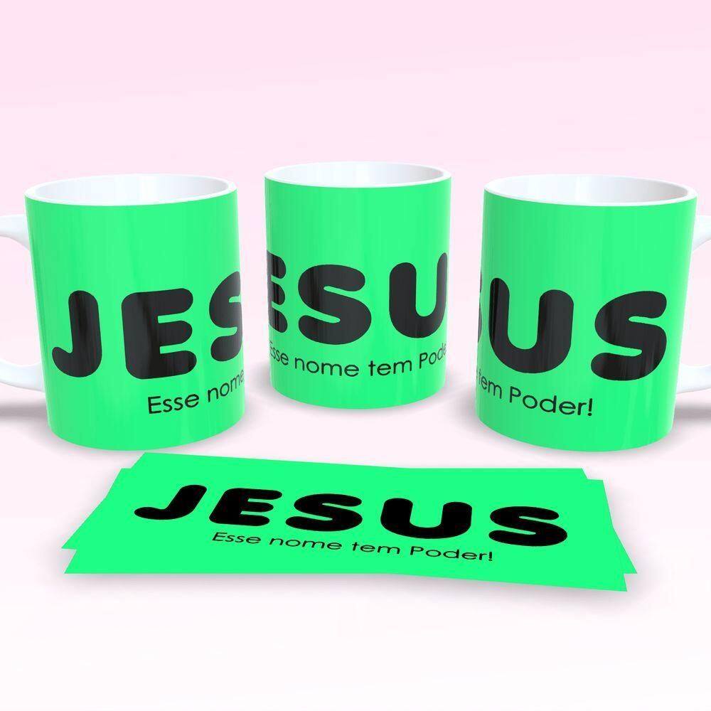 Caneca De Porcelana 325ml Decorada Frases Religiosas Estampa 10