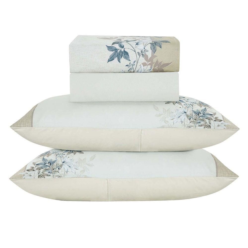 Jogo De Cama Lençol Queen Bouquet Percal 300 Fios 4 Peças Palha 100% Poliéster