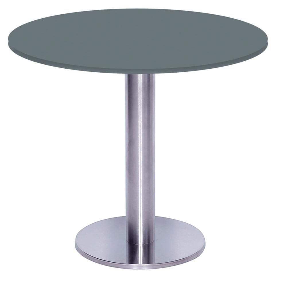 Mesa Beta Big Inox 75 Cm (alt) Disco Redondo Tampo Mdp Redondo 70 Cm (larg) X 2,50 Cm (alt) Grafito