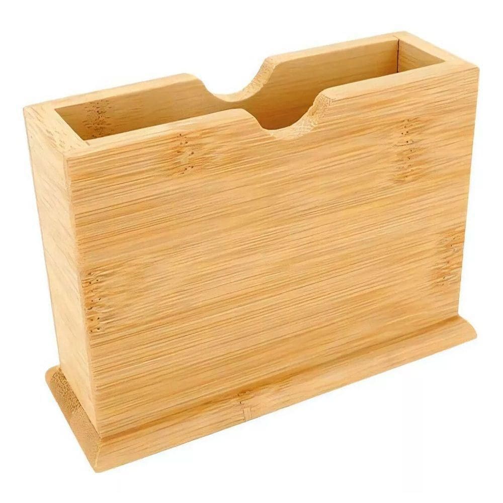 Porta Guardanapo Retangular Em Bambu 14,5x5,3x10,3