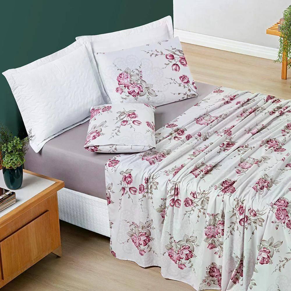 Jogo De Cama Queen Estampado 04 Peças 200 Fios Avere Lilac Lilac