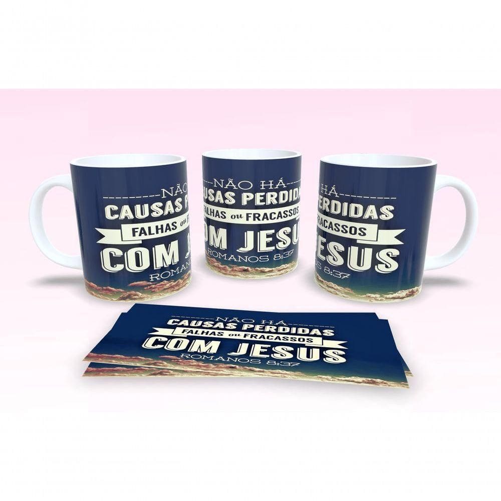 Caneca De Porcelana 325ml Decorada Frases Religiosas Estampa 26