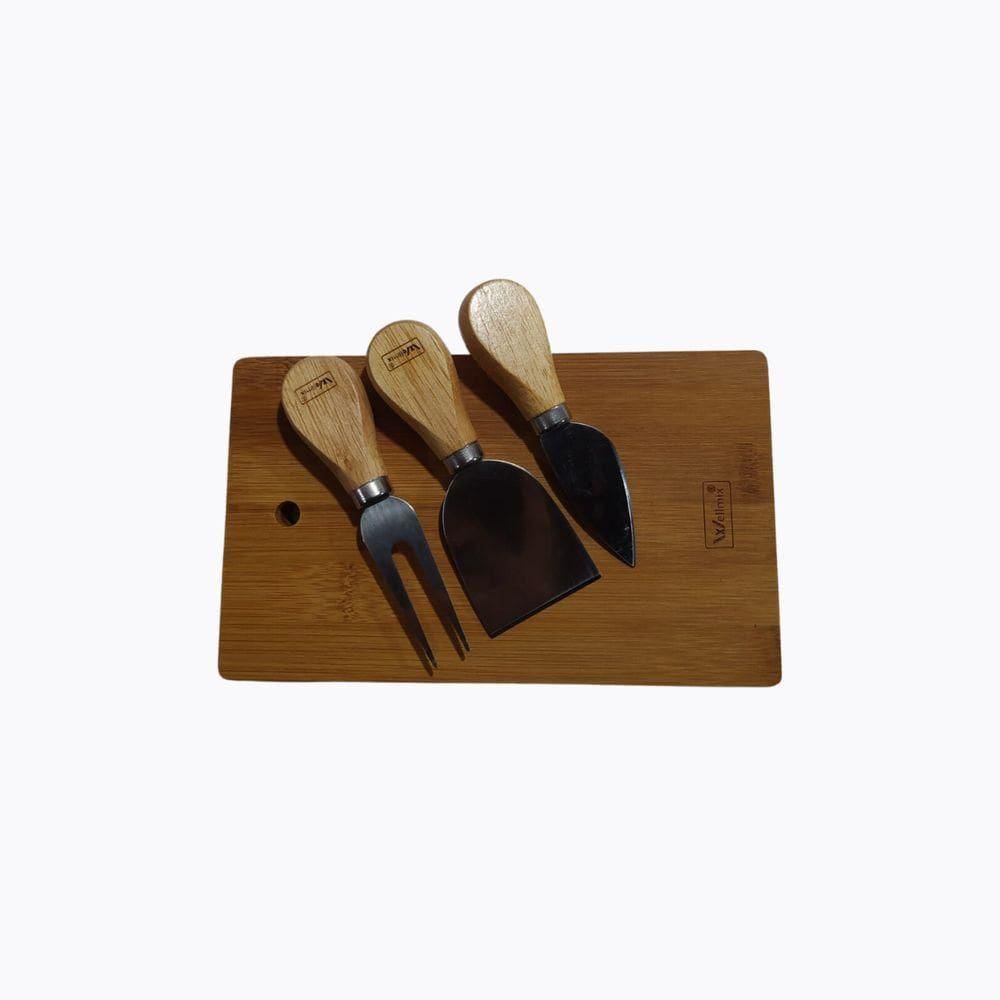 Jogo 4 Pcs Para Queijo Caixa Madeira Wellmix