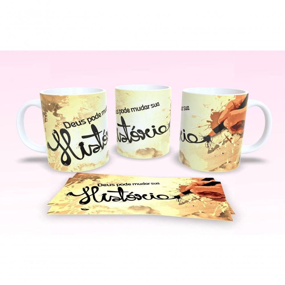 Caneca De Porcelana 325ml Decorada Frases Religiosas Estampa 24