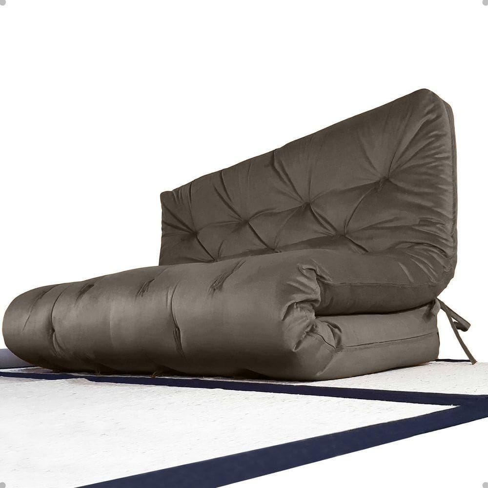 Futon Sofa Cama Casal D33 Tendencia Oriental Cinza