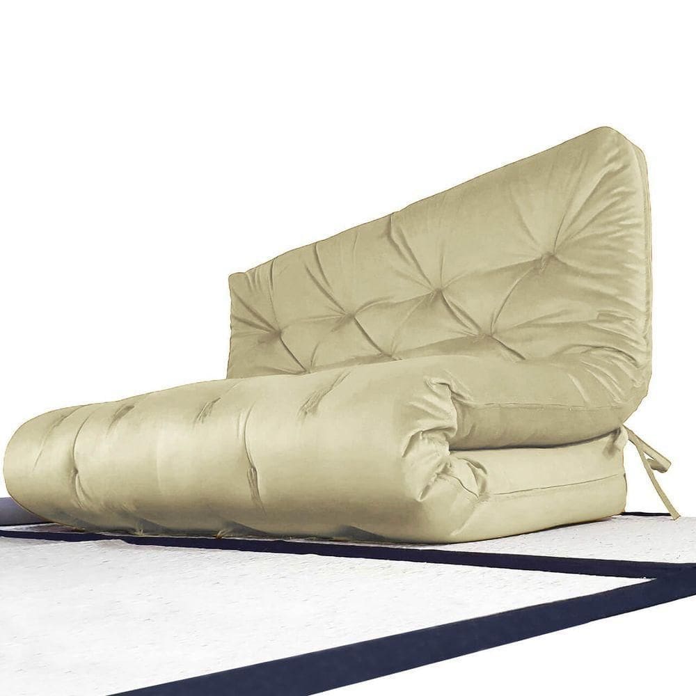 Futon Sofa Cama Casal D33 Tendencia Oriental Bege