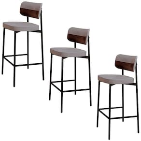 Banqueta Alta Bar Estofada Kit 3 Ella M25 Linho Cinza Cl-café - Mpozenato