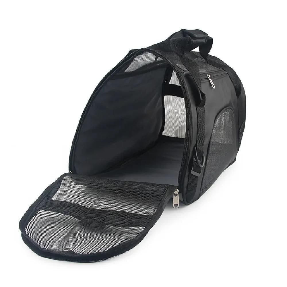 Mala Bolsa Transporte Avião Carro Nylon Cachorro Gato Preta