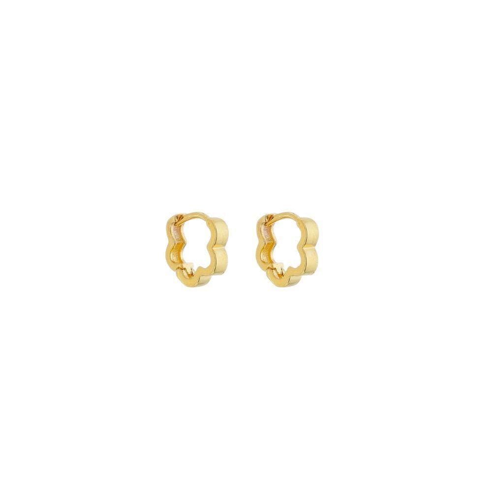 Brincos Argolinha Flor Pequena Ou Segundo Furo Banhada Em Ouro 18k
