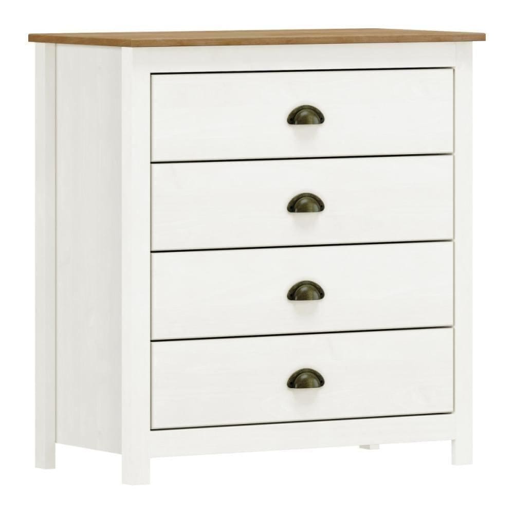 Cômoda 4 Gavetas Em Madeira Linha Topázio - Branco/freijó