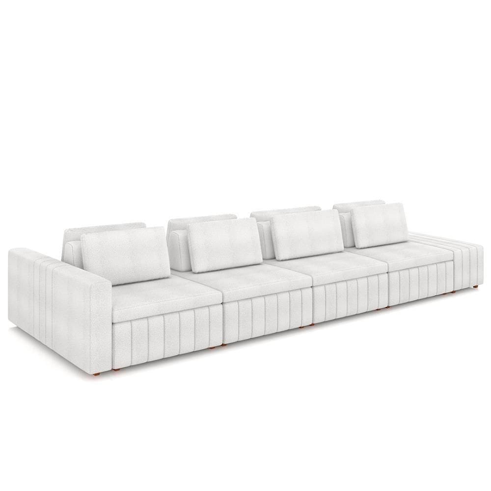 Sofá Ilha E Puff Sala Living 465cm Siesta M22 Boucle Branco - Mpozenato