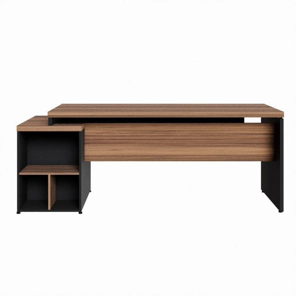 Mesa Diretor Office 170-192cm Com Gaveteiro Web Office Nogal-preto