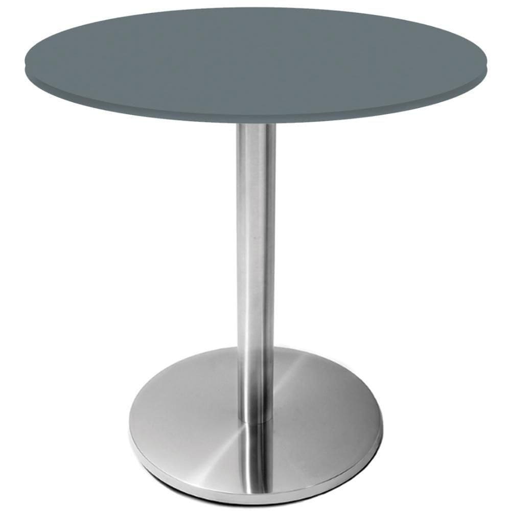 Mesa Beta Inox 75 Cm (altura) Disco Redondo Tampo Mdp Redondo 80 Cm (larg) X 2,50 Cm (alt) Grafito