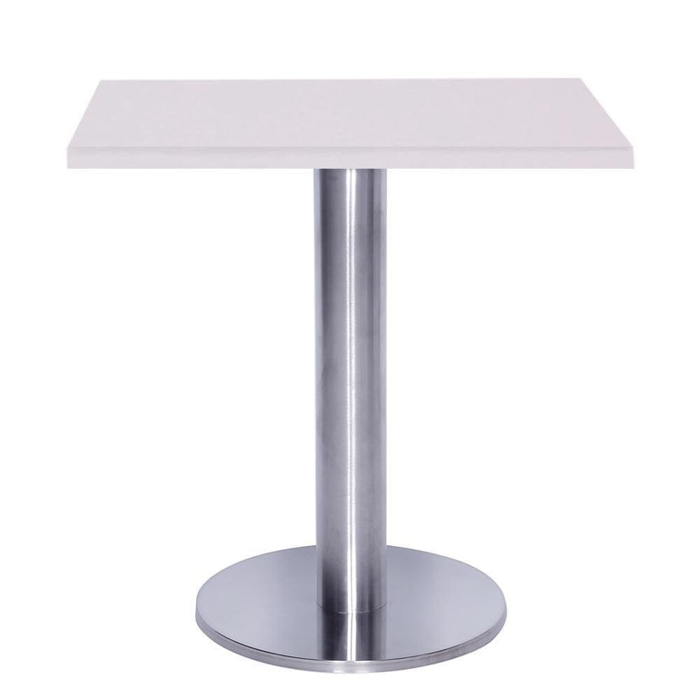 Mesa Beta Big Inox 75 Cm (alt) Disco Redondo Tampo Mdp Quadrado 60 Cm (larg) X 2,50 Cm (alt) Branco