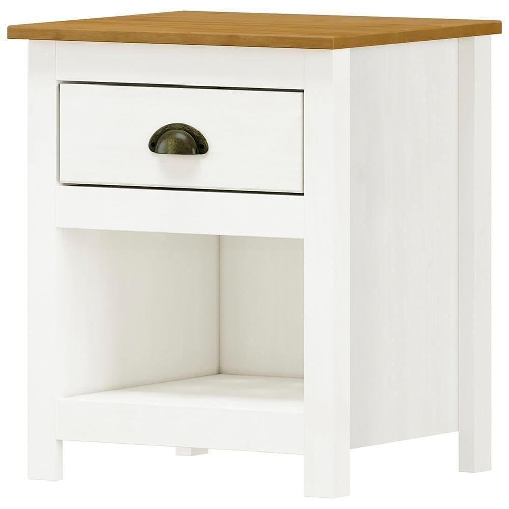 Mesa De Cabeceira 1 Gav Madeira Maciça 46 Cm 9100 Branco Freijo Milani Store